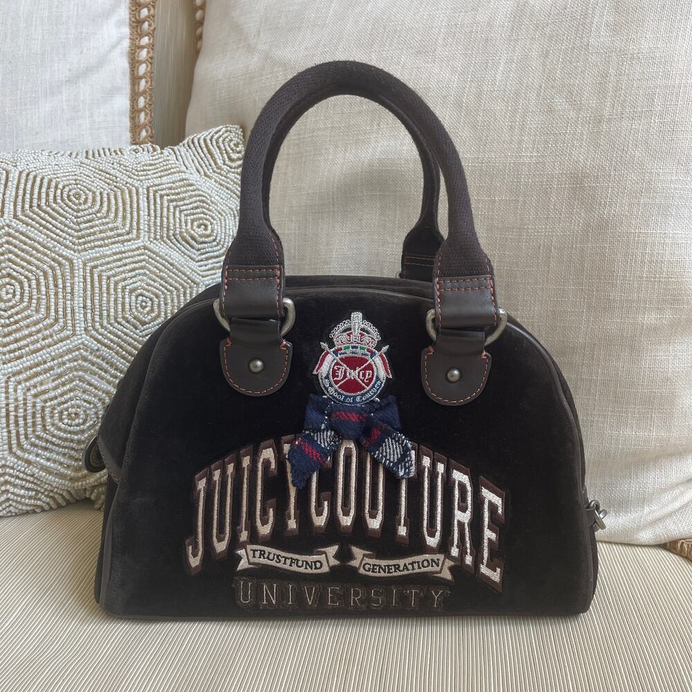 Rare Juicy Couture Trust Fund University Bowler Bag | Velour Y2K